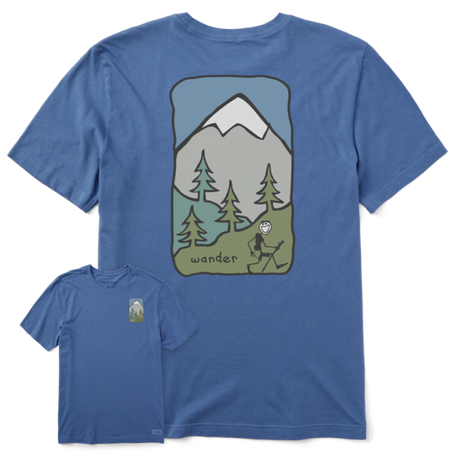 Life Is Good Men's Quirky Wander Hike Crusher-LITE Short-Sleeve Tee - Vintage Blue Vintage Blue