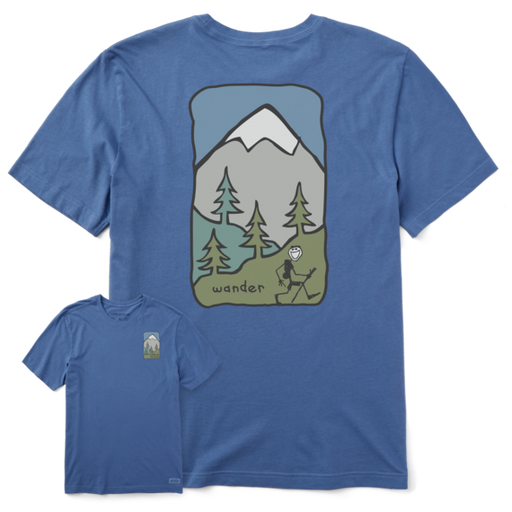 Life Is Good Men's Quirky Wander Hike Crusher-LITE Short-Sleeve Tee - Vintage Blue Vintage Blue