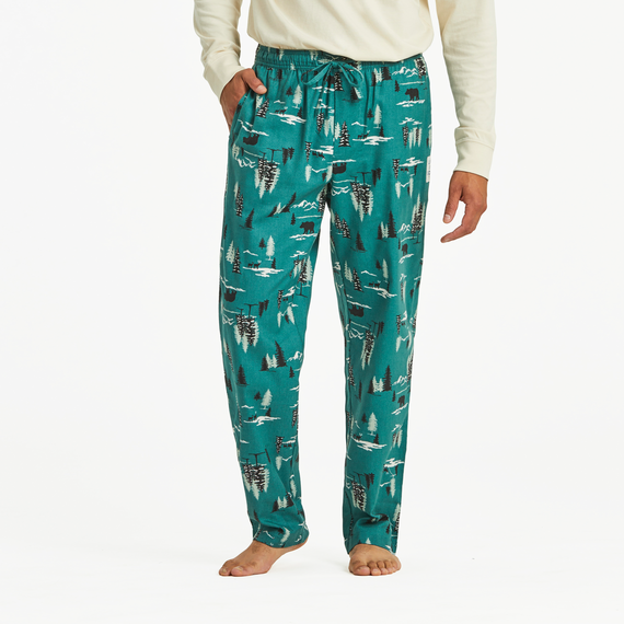 Life Is Good Men's Winter Woodland Pattern Classic Sleep Pant - Spruce Green Spruce Green