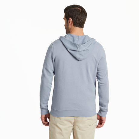 Life Is Good Men's Solid French Terry Zip Hoodie - Stone Blue