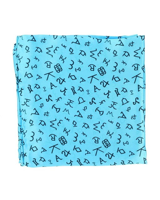 Wild Rags Cattle Brand Print Silk Western Scarf - Turquoise Turquoise
