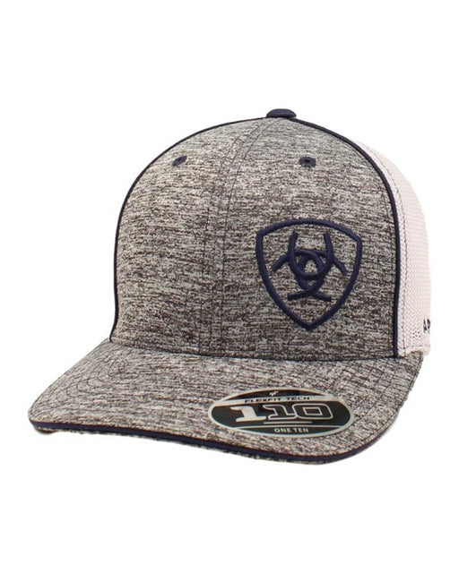 Ariat Mens Offset Embroidered Shield Logo FlexFit Snapback Hat - Navy Grey Heather / Navy / White