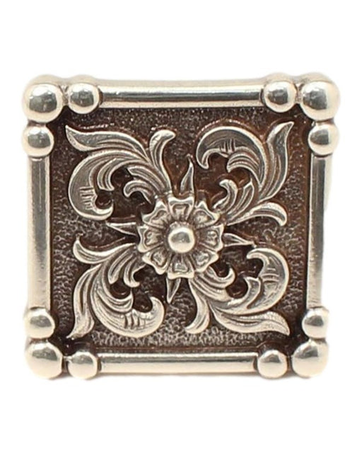 M&F Western Products Double S Square Floral Scar Slide Antique Silver
