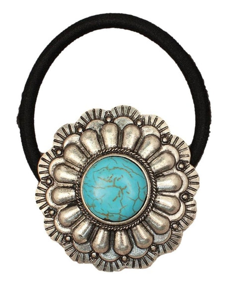 Blazin Roxx Turquoise Flower Concho Hair Tie