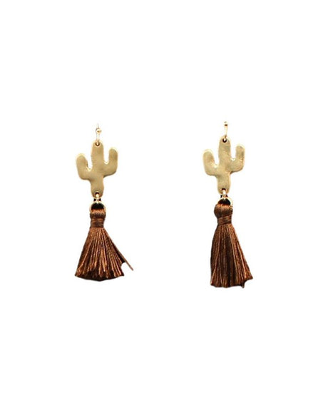 Blazin Roxx Gold Cactus Tassel Earrings