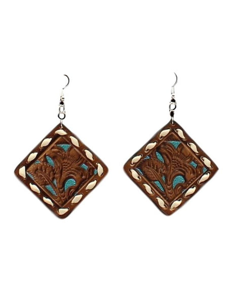 Blazin Roxx Buck Stitched Embossed Leather Earrings