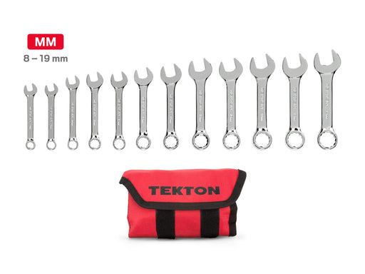 Tekton 12-Piece Stubby Combination Wrench Set with Pouch (8 - 19 mm)