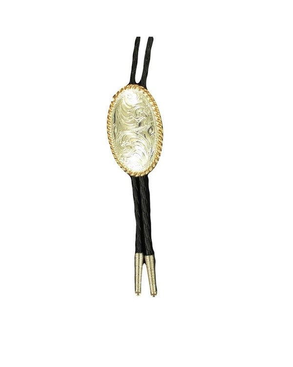 Crumrine Oval Rope Edge Bolo Neck Tie - Silver Silver