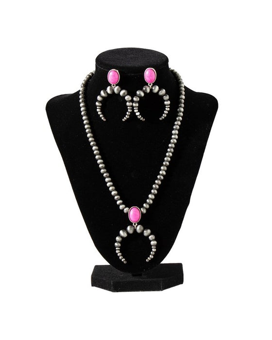 Silver Strike Faux Navajo Pearl Jewelry Set - Pink Silver & Pink
