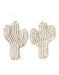 Silver Strike Rhinestone Cactus Earrings