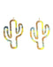 Silver Strike Steel Cut-Out Cactus Earrings Green