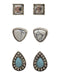 Silver Strike Set of 3 Stone Stud Post Earrings 3 Pack