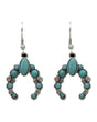 Silver Strike Squash Blossom Turquoise Stone Earrings - Silver & Turquoise Silver & Turquoise