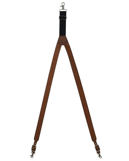 3-D Belt Mens Basketweave Leather Suspenders Brown