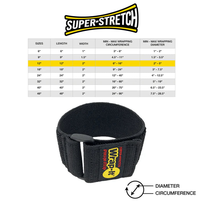 Wrap It 12-inch Super-Stretch Storage Straps - 4 Pack