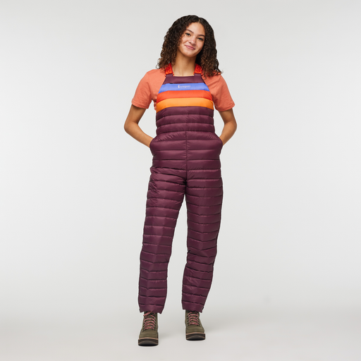 Cotopaxi Women's Fuego Down Overall Wine stripes