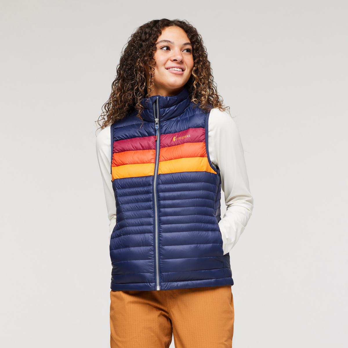 Cotopaxi Women's Fuego Down Vest Maritime/Raspberry Stripe