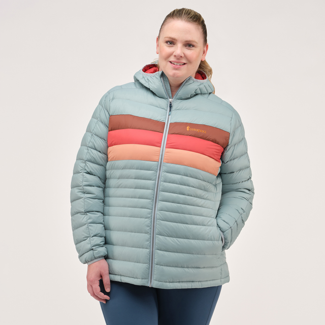 Cotopaxi Women's Fuego Hooded Down Jacket - Sea Spray Stripes Sea Spray Stripes