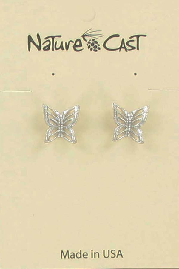 Nature Cast Metalworks Filigree Butterfly Wings Up Post Earring