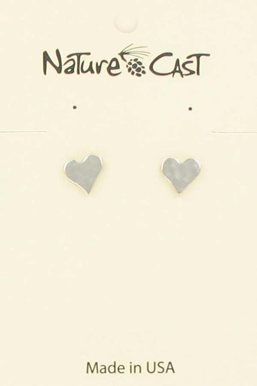 Nature Cast Metalworks Hammered Flat Heart Post Earring