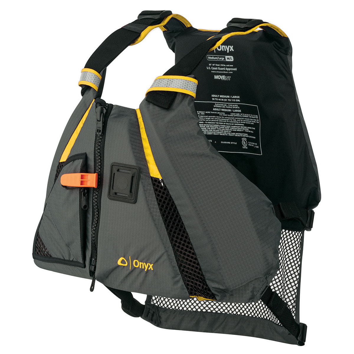 Onyx MoveVent Dynamic Life Jacket (PFD) - Yellow, MD/LG Yellow