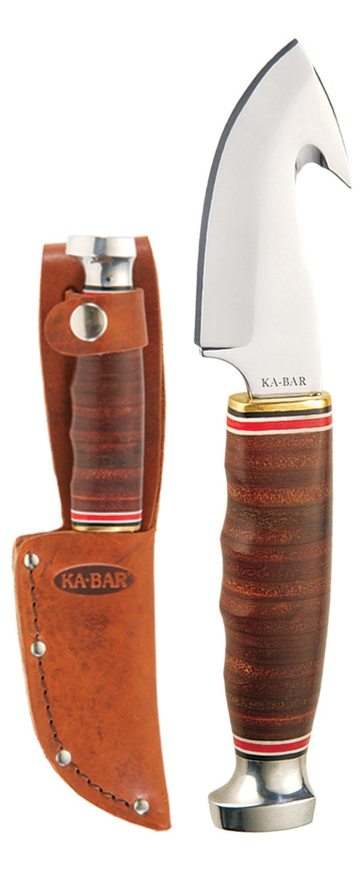 KA-BAR Game Hook Fixed Blade Knife Leather/brn