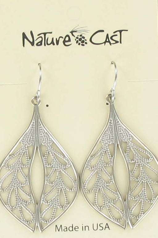 Nature Cast Metalworks Filigree Oval Leaf Dangle Earring