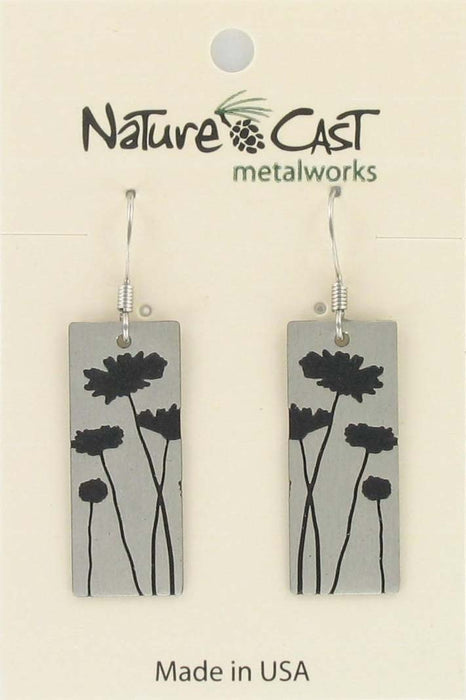 Nature Cast Metalworks Flowers On Disc Dangle Earring