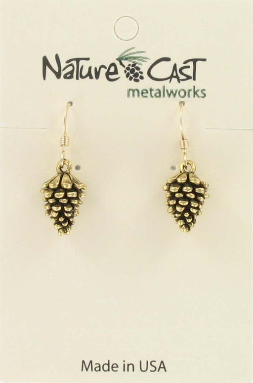 Nature Cast Metalworks Pine Cone Gold Tone Dangle Earring