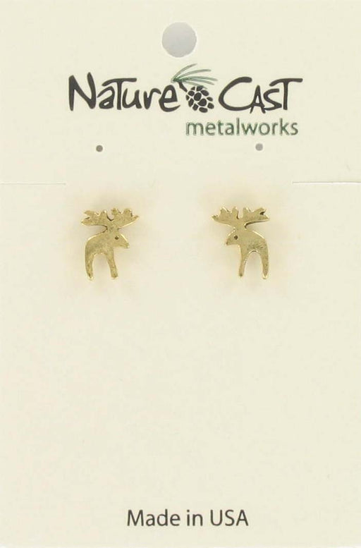Nature Cast Metalworks Contemporary Moose Gold Tone Post Earring