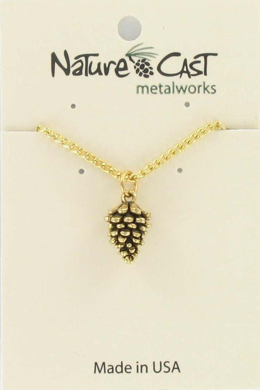 Nature Cast Metalworks Pine Code Gold Tone Pendant Necklace
