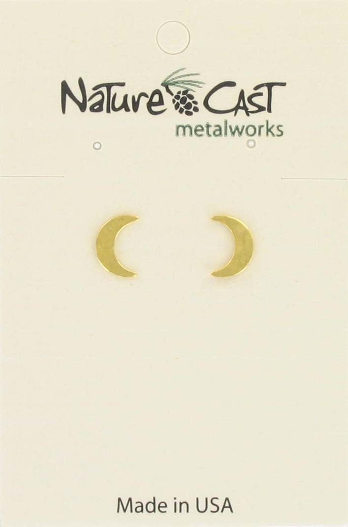 Nature Cast Metalworks Crescent Moon Gold Plate Post Earring