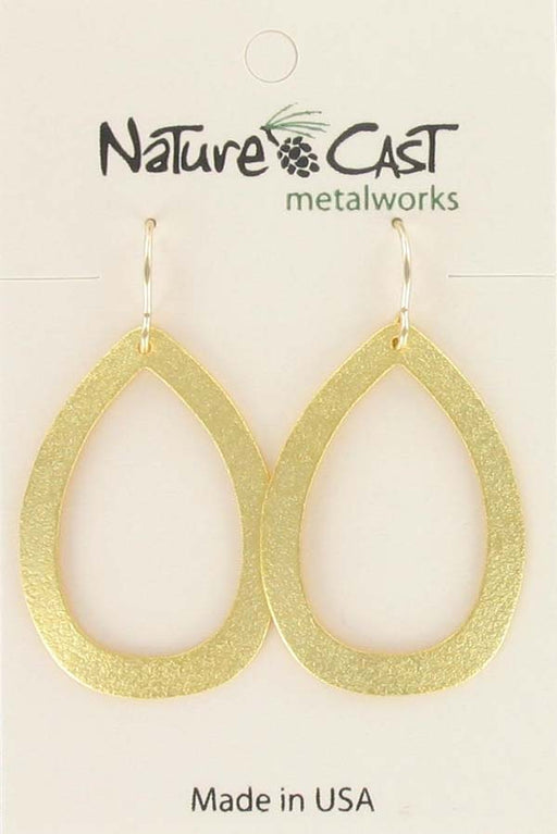 Nature Cast Metalworks Open Teardrop Hoop Gold Plated Dangle Earring