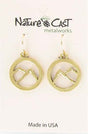 Nature Cast Metalworks Mountain In Circle Gold Tone Dangle Earring