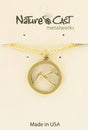 Nature Cast Metalworks Mountain In Circle Gold Tone Pendant Necklace Gold