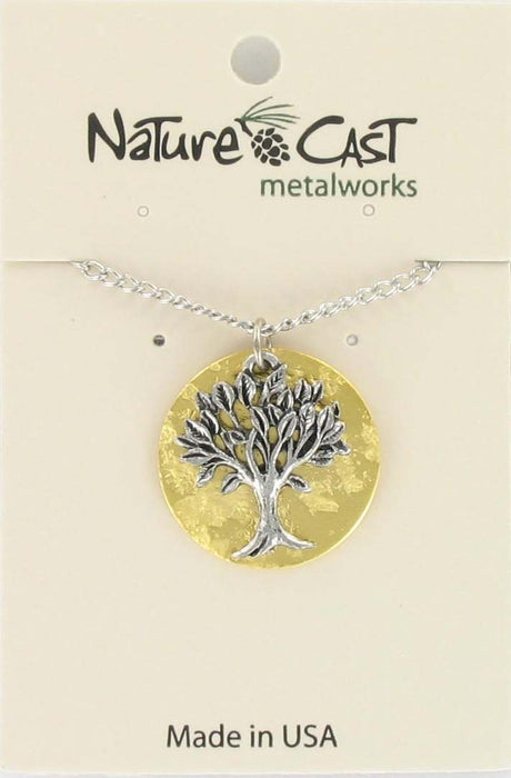 Nature Cast Metalworks Tree Of Life On Gold Plate Disc Pendant Necklace