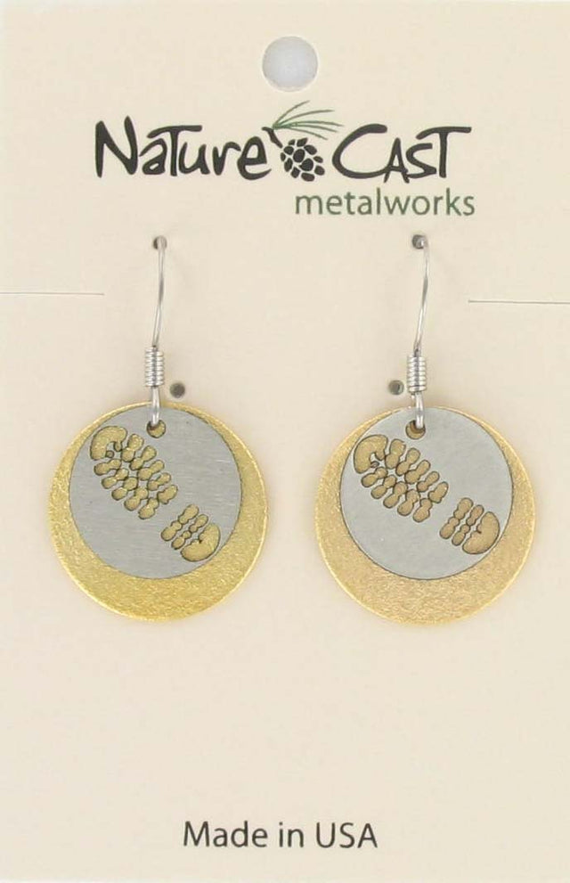 Nature Cast Metalworks 2 Tone Cutout Hike Boot On Disc Dangle Earring