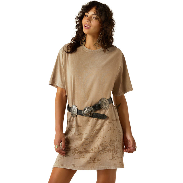 10060391 Wms Road Trip Tee Dress - Greige Mineral Wash Greige mineral wash