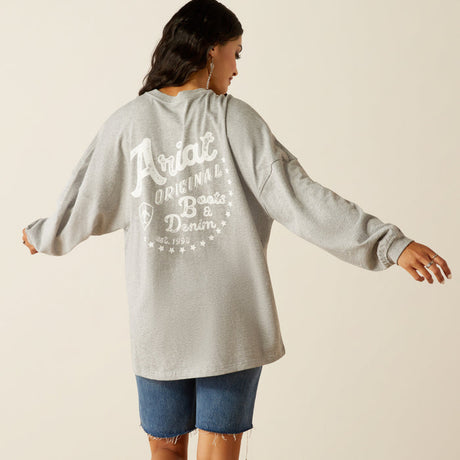 10055297 Wms Canvas Oversized T-shirt - Heather Grey Heather grey