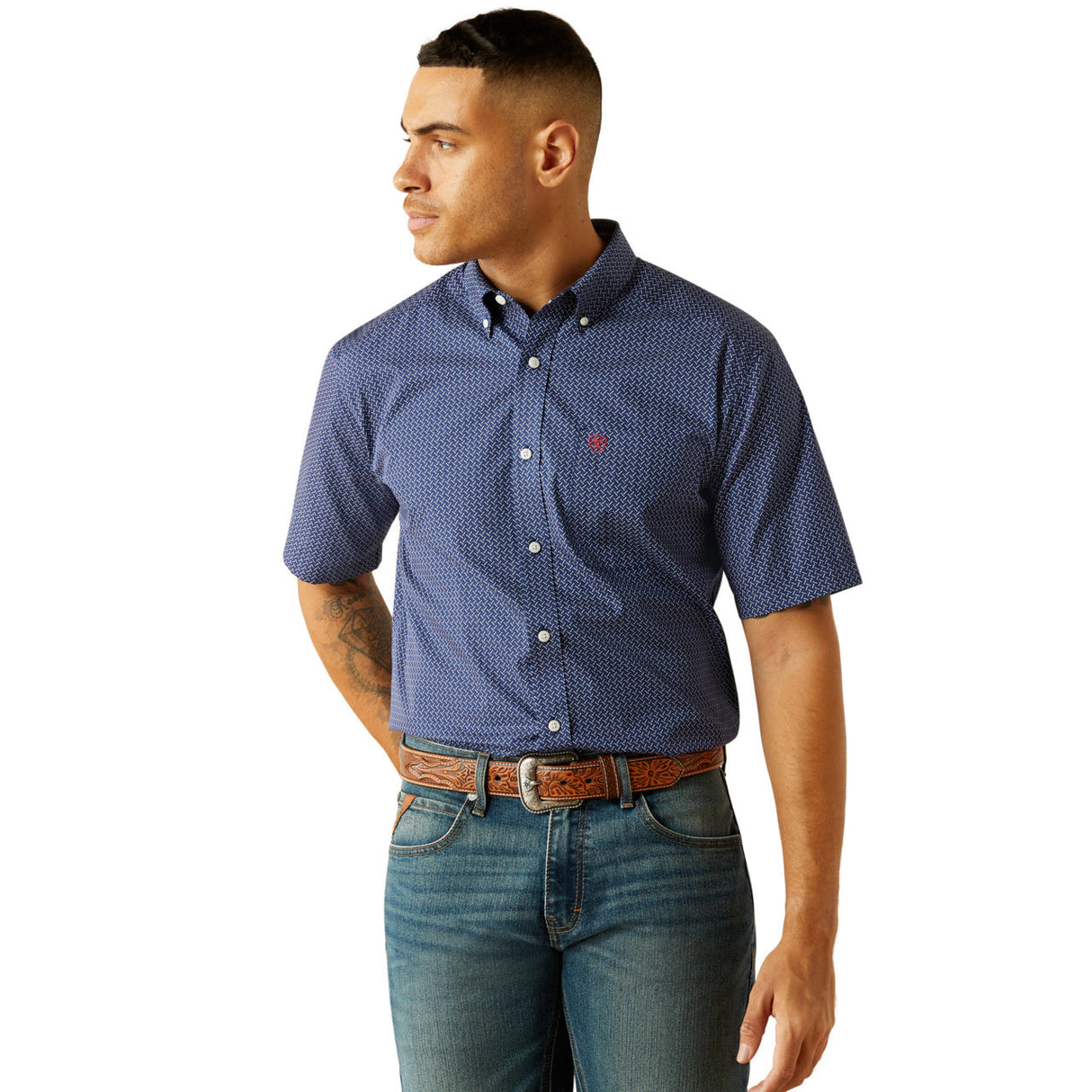 10059004 Mns Wf Davis Classic Fit Shirt - Dark Blue Dark blue