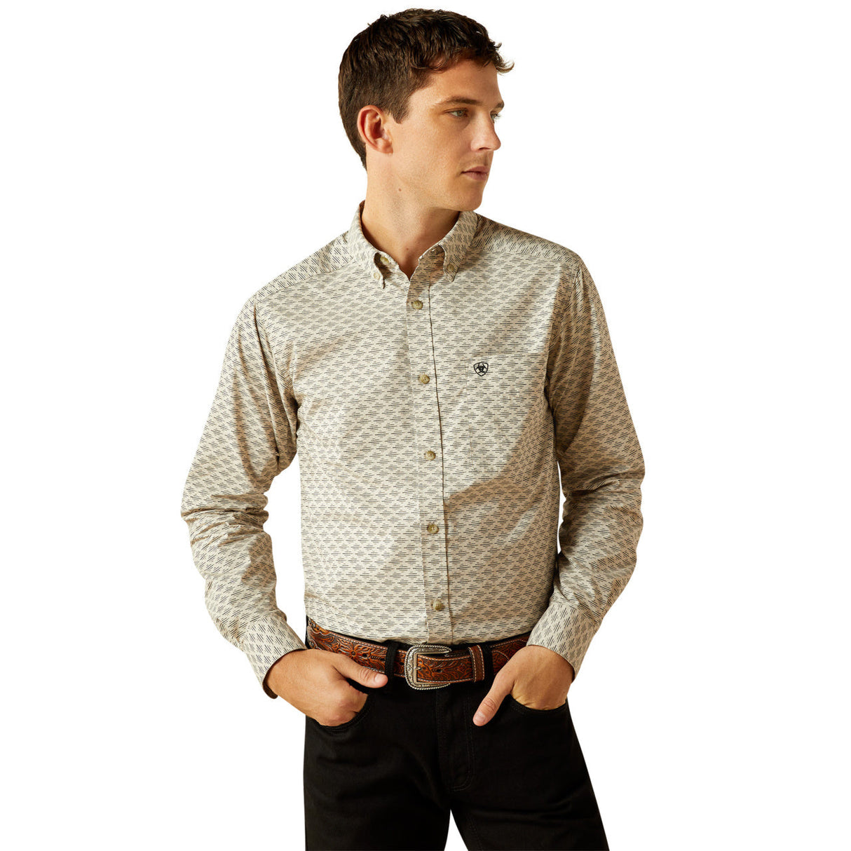 10058993 Mns Sirius Fitted Shirt - Khaki Khaki