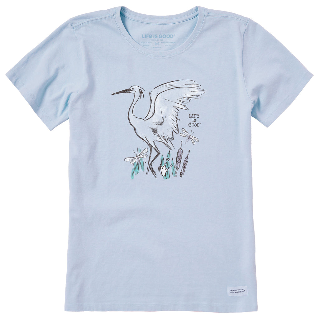 Life Is Good Womens Egret Short Sleeve Crusher Tee - Glacier Blue Glacier Blue