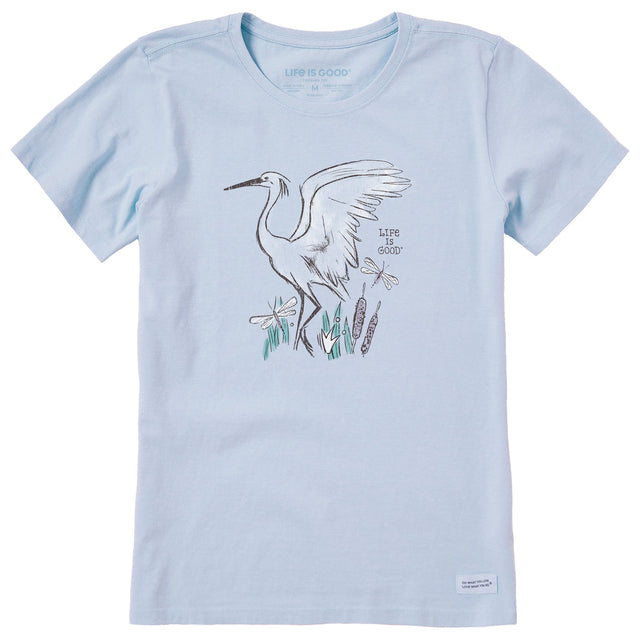 Life Is Good Womens Egret Short Sleeve Crusher Tee - Glacier Blue Glacier Blue
