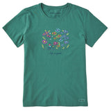 Life Is Good Womens Relaxed Wildflower Bike Short Sleeve Crusher Tee - Spruce Green pruce Green / S