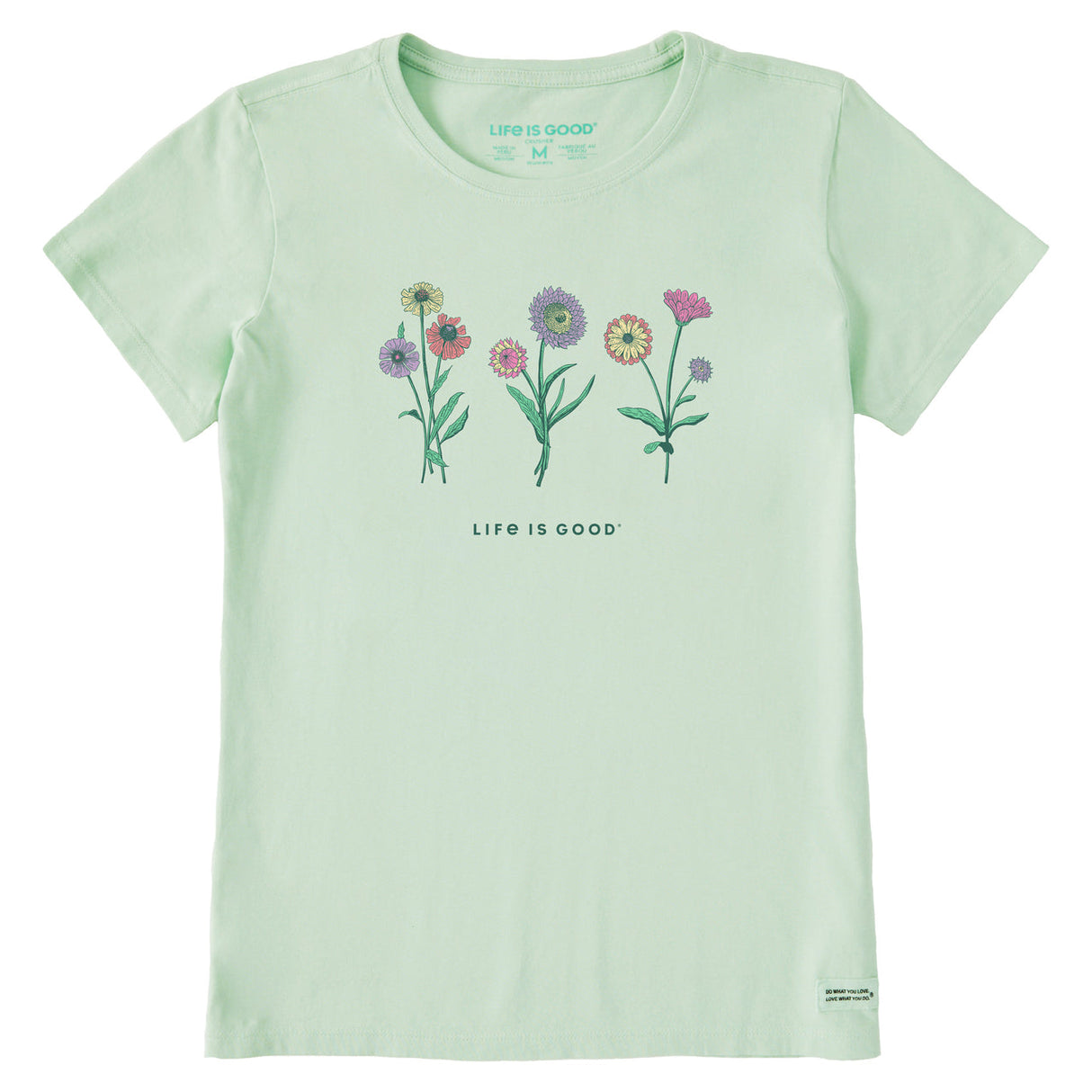 Life Is Good Womens Botanical Flowers Short Sleeve Crusher Tee - Sage Green age Green / S