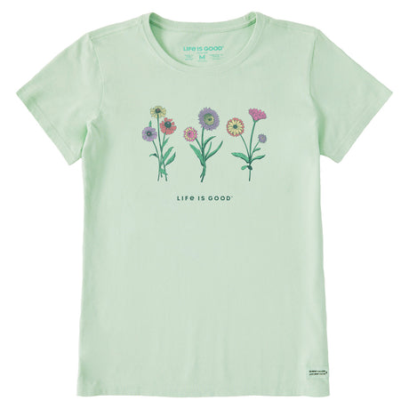 Life Is Good Womens Botanical Flowers Short Sleeve Crusher Tee - Sage Green age Green / S