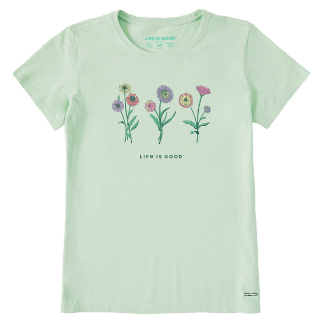 Life Is Good Womens Botanical Flowers Short Sleeve Crusher Tee - Sage Green age Green / S