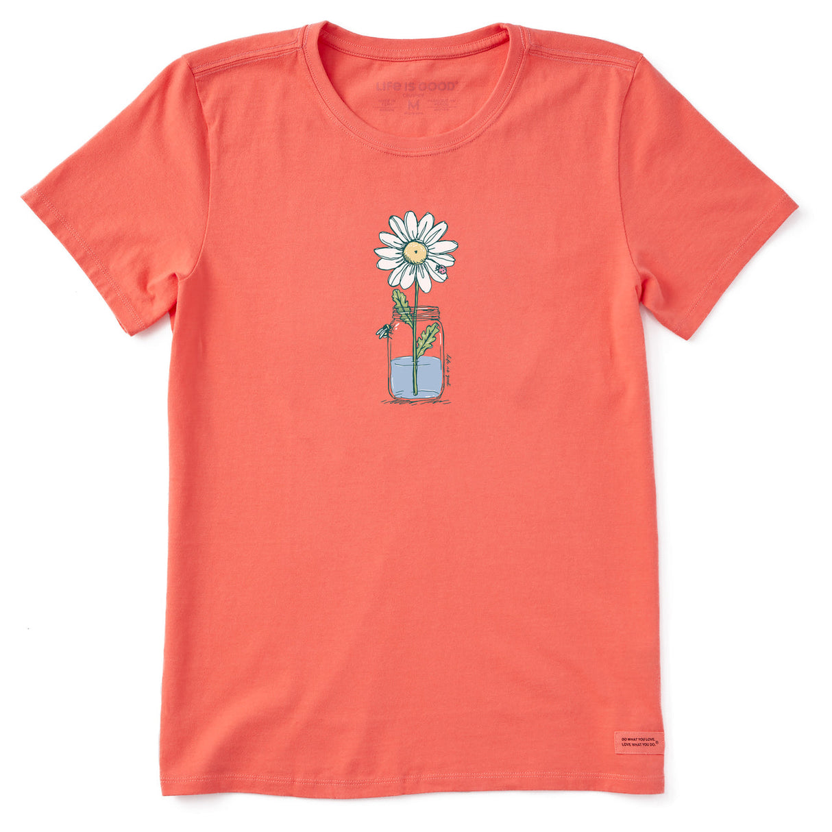 Life Is Good Womens Daisy Jar Short Sleeve Tee - Mango Orange Mango Orange