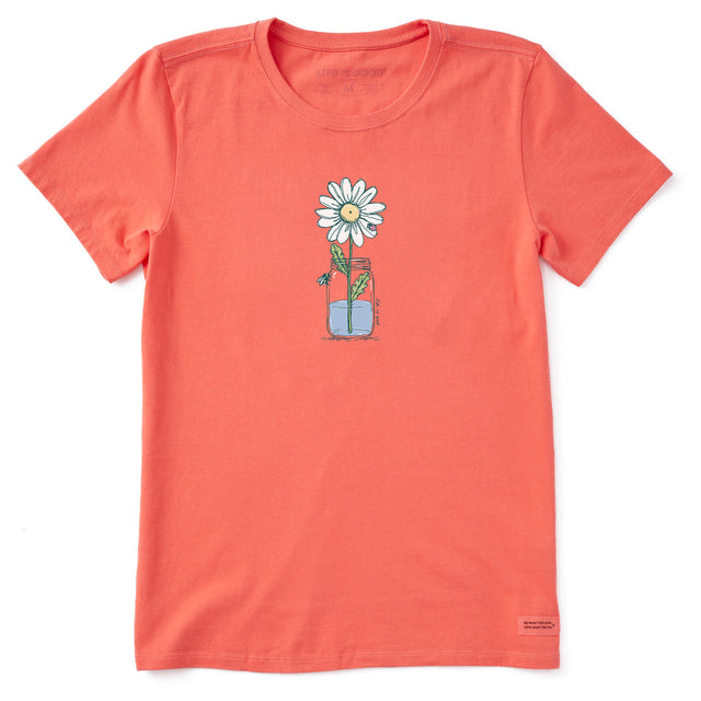 Life Is Good Womens Daisy Jar Short Sleeve Tee - Mango Orange Mango Orange