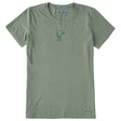 Life Is Good Womens Frog with Wine Short Sleeve Crusher Tee - Moss Green Moss Green